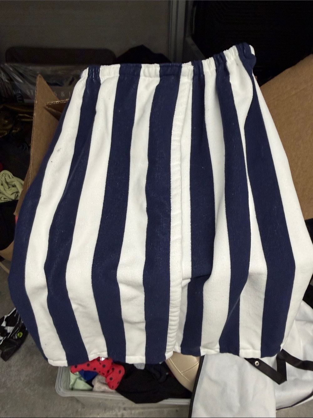 Striped Navy and White Velcro towel